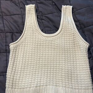 Cream Textured Knit Tank Top